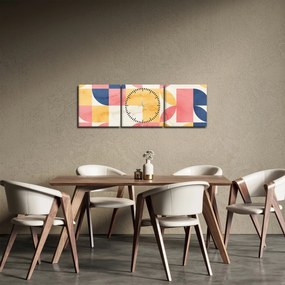 Obraz - Abstrakcja z wzorami retro (z zegarem) (90x30 cm)