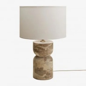 Lampa Stołowa Z Naturalnego Kamienia Diniz Arlina Biała Ø30 Cm - ↑20 Cm & Marmur Beżowy Panther - Sklum
