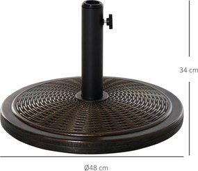 Outsunny Stojak na parasol z cementu 14 kg okrągły z rattanowym wzorem, uchwyt na parasol 35 mm/38 mm/48 mm | Aosom PL