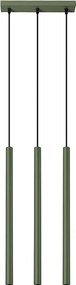 Lampa Wisząca Nowoczesny Pastelo, Stal - 3 Źródło - L.19.5 X H.104 Cm - Zielony Oliwkowy