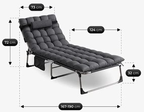 Czarny składany leżak ogrodowy T7-L69