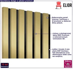 Akustyczne panele lamelowe 2 szt. złoty T5-P79