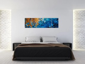 Obraz - Niebiesko-złoty obraz (170x50 cm)