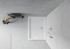 Mexen Flat brodzik prostokątny slim 90 x 80 cm, biały, syfon chrom - 40108090