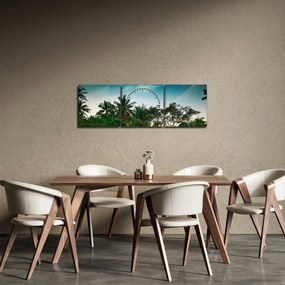 Obraz - palmy (z zegarem) (90x30 cm)
