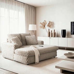 Fotel Wypoczynkowy Sofa KOBEL Beżowy Pluszowy Nowoczesny