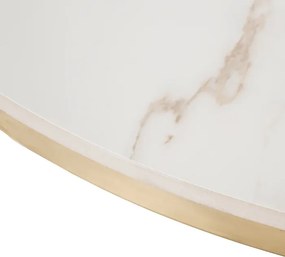 Stolik Kawowy VENICE 80 cm Biały Marmur/Złoty Nowoczesny Glamour