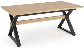 Stół rozkładany HENRY 180(300)x100 dąb naturalny/czarny HALMAR