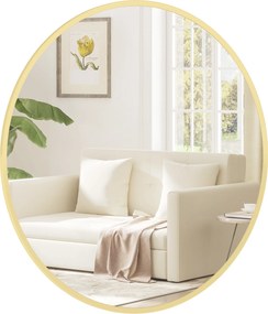 HOMCOM Lustro ścienne, nowoczesny design, 60 x 60 cm, złote | Aosom PL
