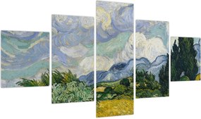 Obraz - Vincent van Gogh, Wheat Field with Cypresses, reprodukcje (125x70 cm)