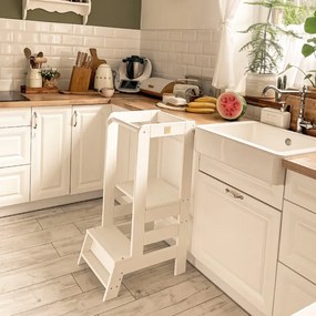 Kitchen helper drewniany pomocnik kuchenny dla dziecka, biały - meowbaby®