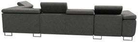 Duża sofa narożna z regulowanymi zagłówkami i pojemnikiem na pościel, złoty/musztardowy, Aspen U, prawy