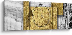 Obraz - Złote kwadraty N⁰1 (z zegarem) (90x30 cm)