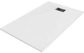 Mexen Hugo brodzik prostokątny SMC 140 x 80 cm, biały, maskownica czarna - 42108014-B