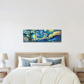 Obraz – Mozaika gwiaździstej nocy (z zegarem) (90x30 cm)
