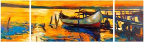 Obraz - Łódź o zachodzie słońca (170x50 cm)