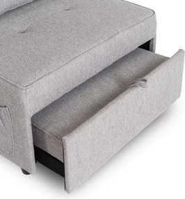 Fotel Wypoczynkowy Rozkładany IBERIS 67 cm Szary Tapicerowany Nowoczesny