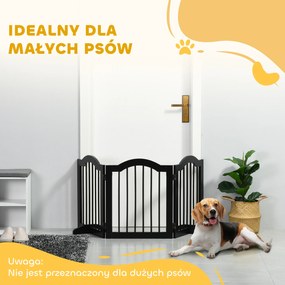 PawHut Bramka ochronna dla psa składana 3-częściowa stabilna MDF czarna 1545x295x61 cm | Aosom PL