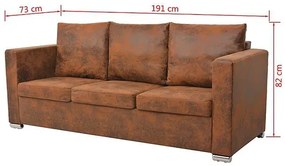 Przytulna brązowa sofa trzyosobowa - Vela 3Q