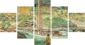 Obraz - Childe Hassam, Oyster Sloop, Cos Cob, reprodukcje (125x70 cm)