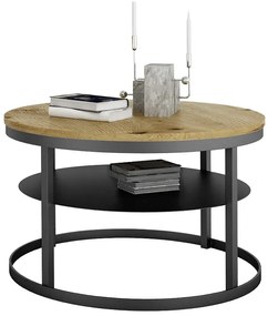 Loftowy stolik kawowy czarny + dąb artisan P4-P83