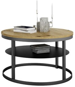 Loftowy stolik kawowy czarny + dąb artisan - Selpa 4X