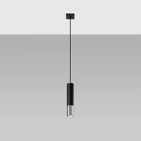 Lampy wiszące nowoczesny Zarpex, stal - 1 źródło światła 4000K - L.8 x H.100 cm - czarny/chrom