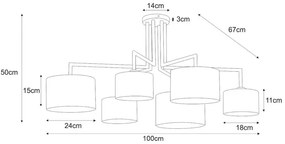 Czarna elegancka lampa sufitowa abażurowa - S964-Fario