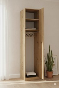 Korpus szafy z dwiema półkami i drążkiem 50 cm dąb artisan A0-R68