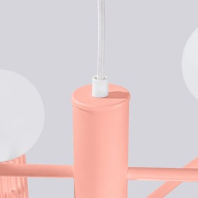 Żyrandol HALO 6 brzoskwiniowy ryflowany SOLLUX  LIGHTING