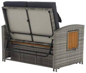 Sofa ogrodowa rattanowa MALORY, szary/naturalny