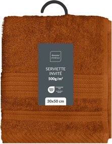 Bawełniany ręcznik frotte w kolorze terakoty 30x50 cm Tendresse – douceur d'intérieur