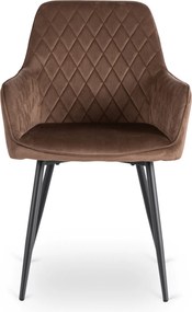 Krzesło Tapicerowane do Jadalni BRESSO Brązowe Welurowe Nowoczesne Loft
