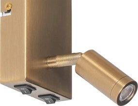 Nowoczesny kinkiet biało-brązowy z lampką do czytania - Renier