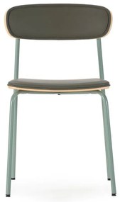 Ciemnozielone tapicerowane krzesła zestaw sztaplowane 2 szt. Saula – Marckeric