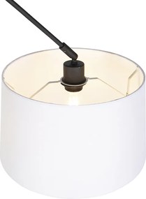 Lampa wisząca czarna z abażurem lnianym białym 35 cm - Blitz
