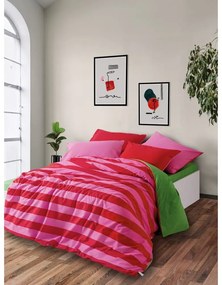 Zielono-różowa pościel dwuosobowa z bawełny renforcé z prześcieradłem/4-częściowa 200x220 cm Cherie – Mijolnir