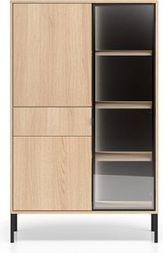 Witryna wysoka Harmona 92 cm z szufladą i oświetleniem - dąb lindberg