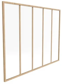 Przeszklona ścianka z aluminium malowanego proszkowo - 150 x 105 cm - Naturalny jasny - BAYVIEW