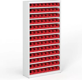 Regał z plastikowymi pojemnikami BASIC - 1800 x 400 x 920 mm, 104x boks A
