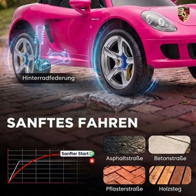 AIYAPLAY Dziecięcy samochód elektryczny Porsche 12V z akumulatorem litowym, pilotem, 2 silniki, łagodny start, tylne zawieszenie | Aosom PL