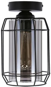 Czarna lampa sufitowa z kloszem ze szkła dymionego - Z048-Moris