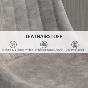 HOMCOM Zestaw 2 stołki barowe w stylu retro, z podnóżkiem, regulowane wysokość, gazowy podnośnik, Szary + Czarny