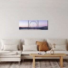 Obraz jeziora (z zegarem) (90x30 cm)