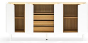 Biało-naturalna niska komoda w dekorze dębu 165x78 cm Arista – Teulat