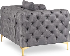 Fotel Wypoczynkowy SORRENTO 1S Szary Welurowy Nowoczesny Glamour