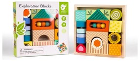 Classic world drewniane klocki sensoryczne 7 funkcji układanka multifunkcyjna kształty dźwięk montessori 14 el.