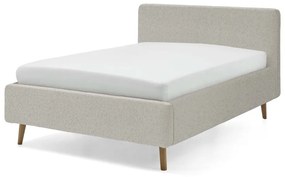 Beżowe tapicerowane łóżko dwuosobowe ze schowkiem ze stelażem 140x200 cm Mattis – Meise Möbel