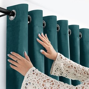 Morska aksamitna zasłona częściowo zaciemniająca (dimout) 530x250 cm Velto – Filumi