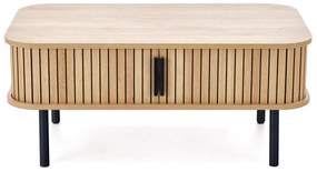 Ława z zamykaną półką, MDF naturalny/czarny 90/50/40 ANGELINA